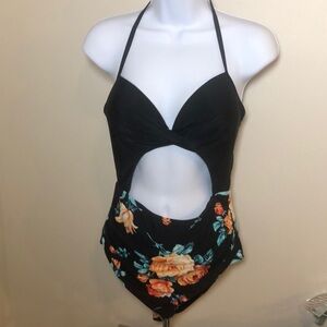 CAPSHE Floral Print Halter One Piece
